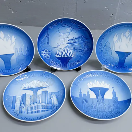 5 Bing & Grondahl Olympic plates - 1972, 76, 80, 84 and 88