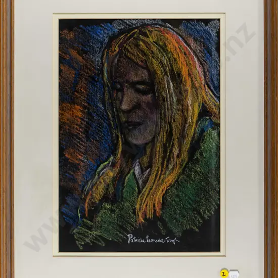 Patricia Leonard-Tough - framed pastel - female portrait H-400 W-270