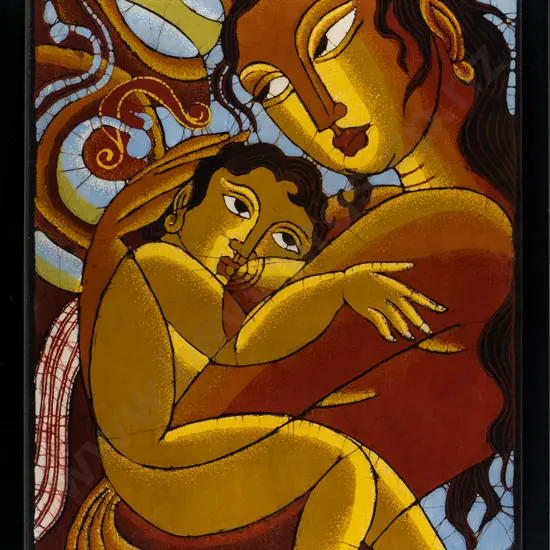 framed print on fabric - mother and child H-540 W-400