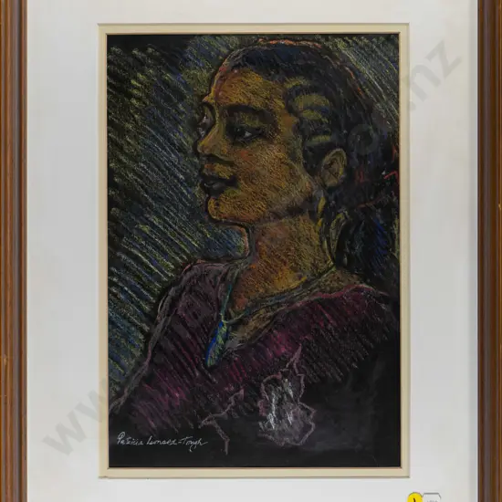 Patricia Leonard-Tough - framed pastel - female portrait H-400 W-270