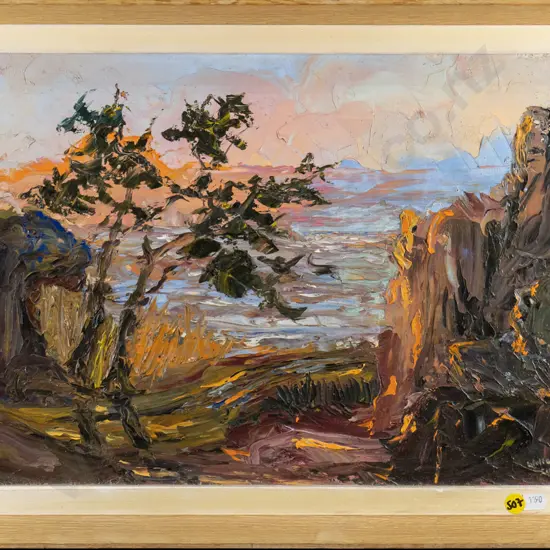 illegible signature - framed oil - landscape H-300 W-440