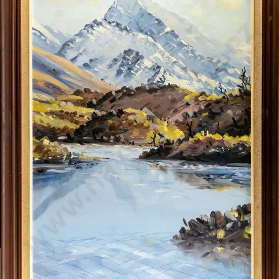 C PIckworth 1984 - framed oil  "No.8 Mt Cook" (needs  a clean) H-740 W-490