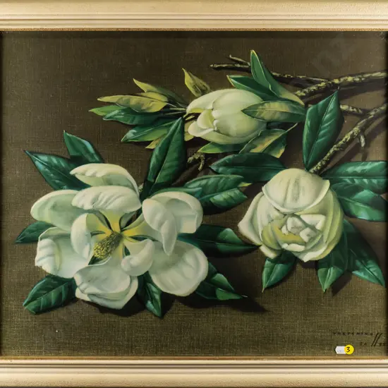 framed Tretchikoff print - magnolias H-500 W-600