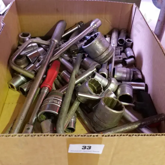 box of large sockets, ratchets