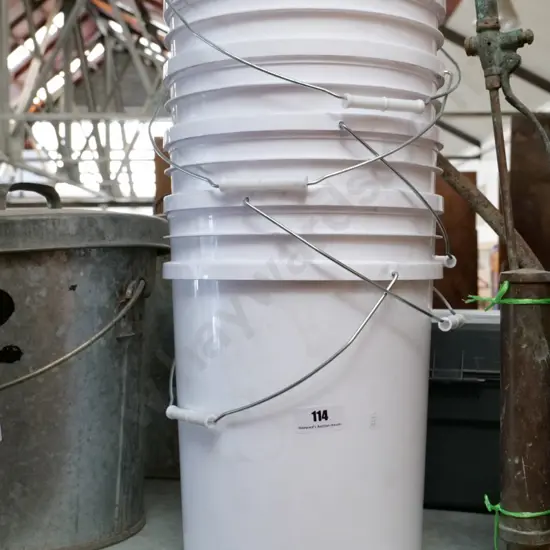 5 large plastic buckets