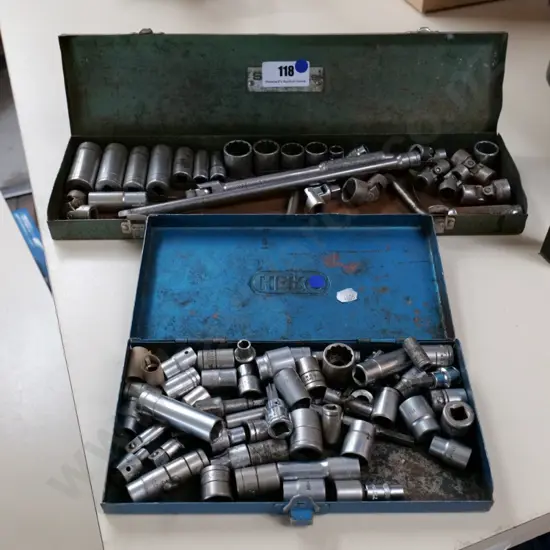 2 cased socket sets - blue dots