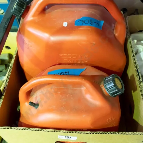 2 plastic petrol containers