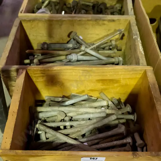 3 nail boxes of nuts and bolts