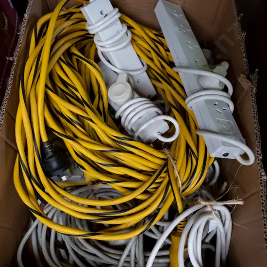 box; extension cords, multi boxes
