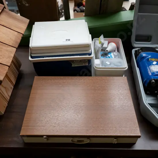 small chilly bin, slide case, fishing accessories