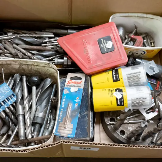 box; drill bits etc
