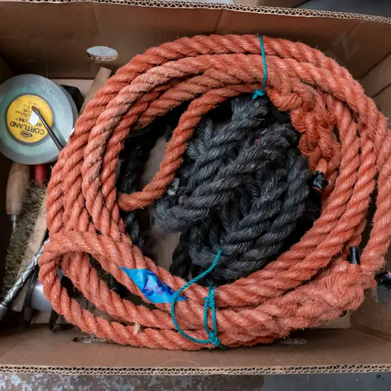 box; ropes, wire brush, oiler etc