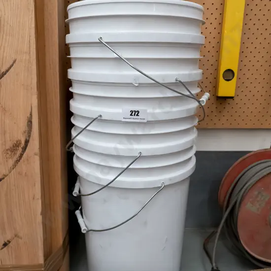 5 large plastic buckets