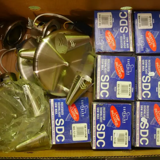 box; halogen light fittings