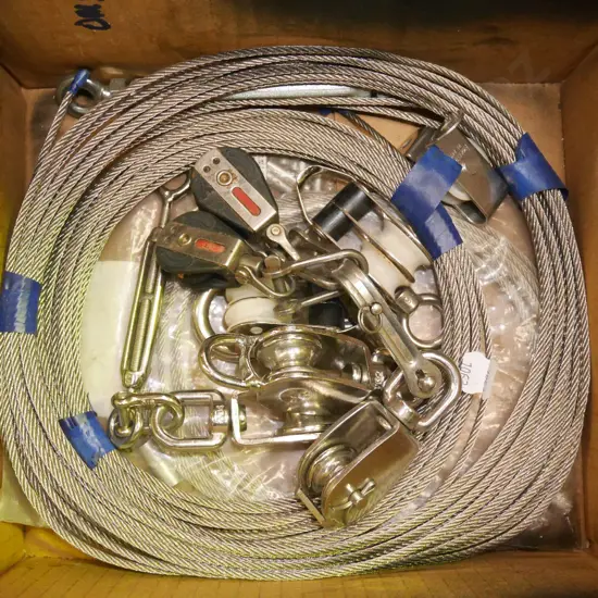 box; wire rope, pulleys etc