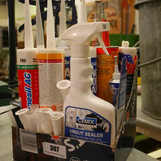 box; glues, silicons etc