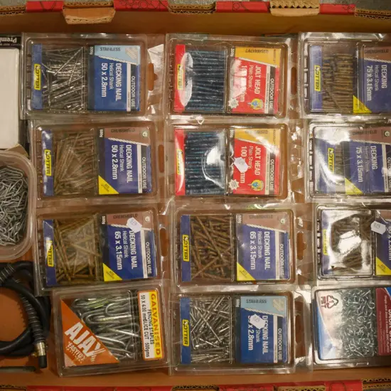 box; various nails etc