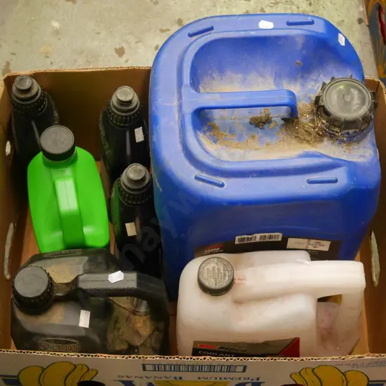 box of automotive fluids, small dolly