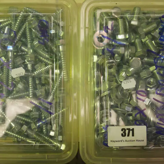2x containers of nuts and bolts, hex screws
