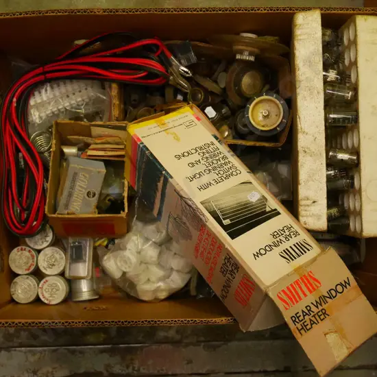 box; radio valves, radio dials, LED dials, electrical equipment