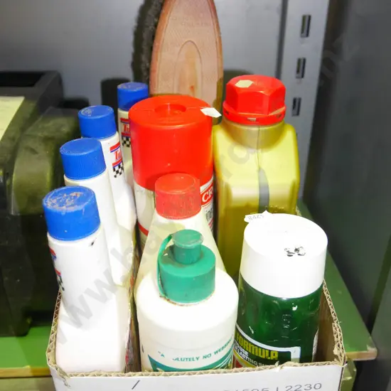box; various oils, lubricants