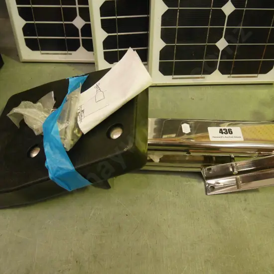 as-new stainless steel and plastic auxillary outboard motor bracket