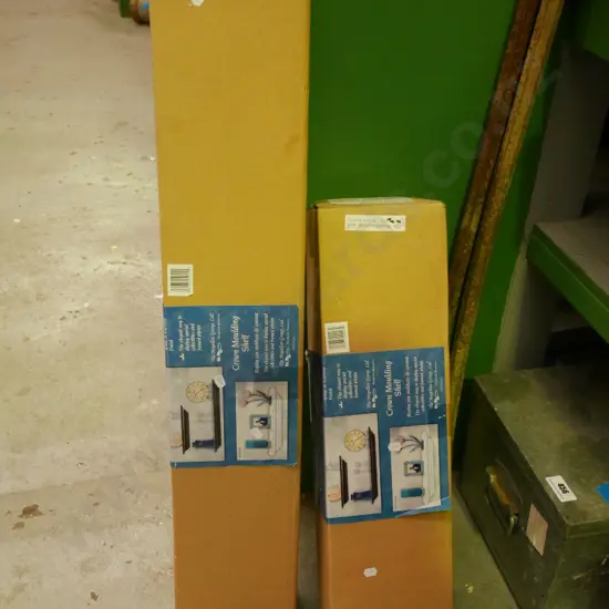 pair of wall mounted moulding shelves