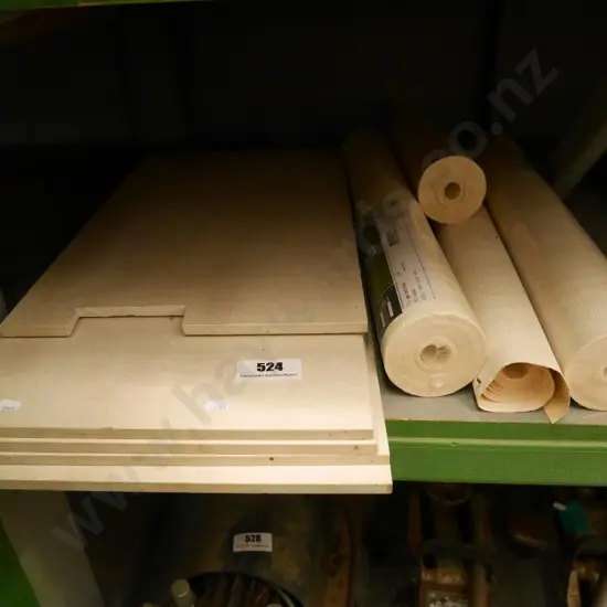 ceramic tiles, rolls of wallpaper