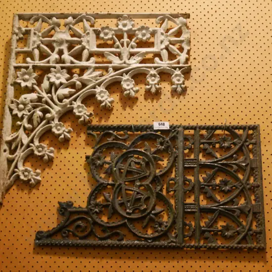 2x pieces of cast iron fret work