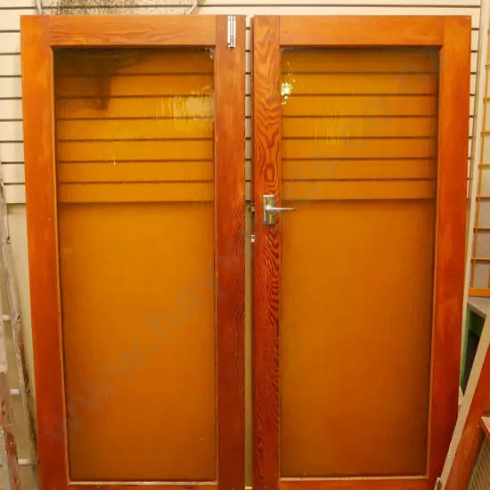 pair of oregon amber glass French doors Each H-1970 W-765