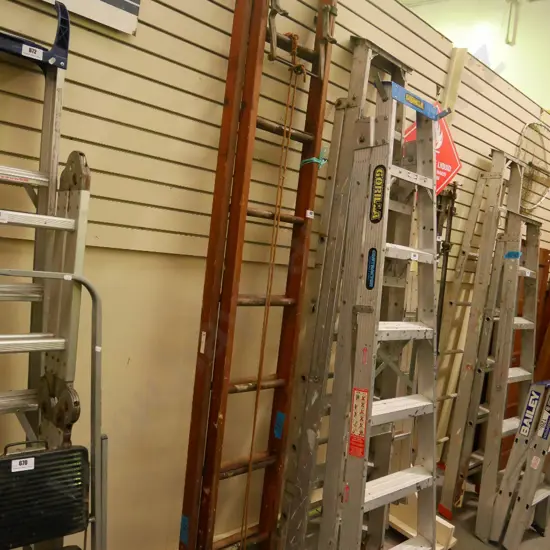 vintage wooden extension ladder