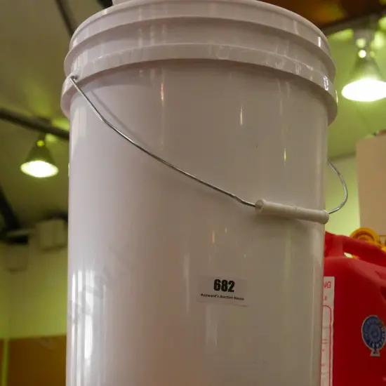 4 large plastic buckets