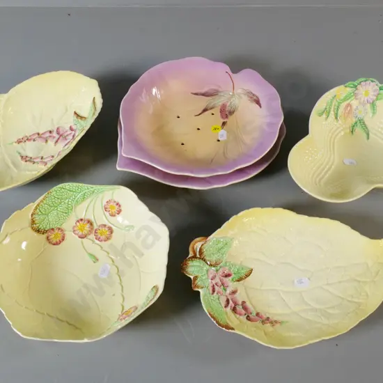 4 Carlton ware items - 3 bowls, 1 dish - and a Shorter drainer bowl and plate