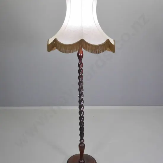 barley twist standard lamp with tasselled shade H-1630