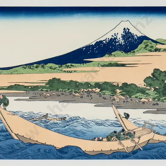 mounted Japanese woodblockprint - Mt Fiji H-250 W-350