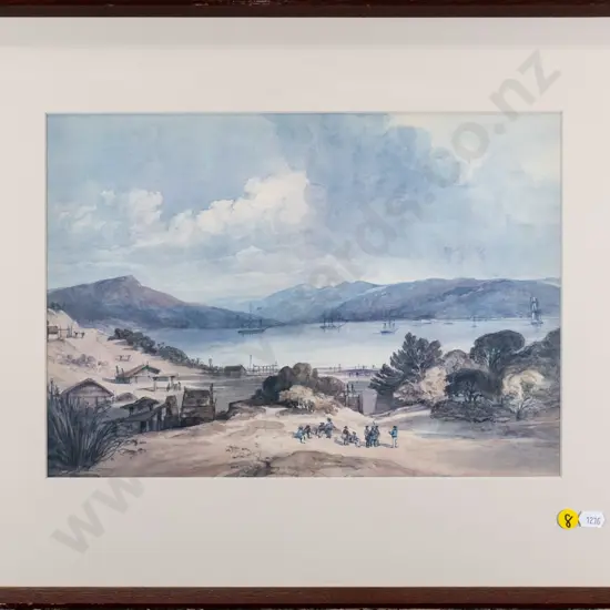 framed historic print - Port Otago 1840 H-260 W-350