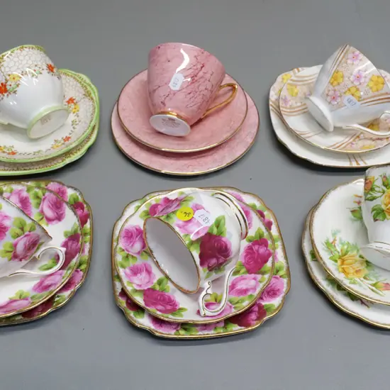 6 English china trios - 4 are Royal Albert