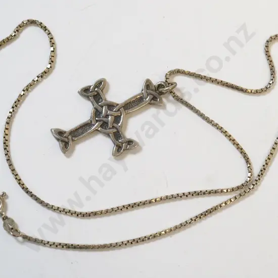 silver cross and chain stamped silver
