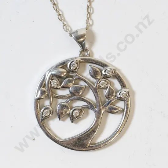 silver tree necklace stamped 925