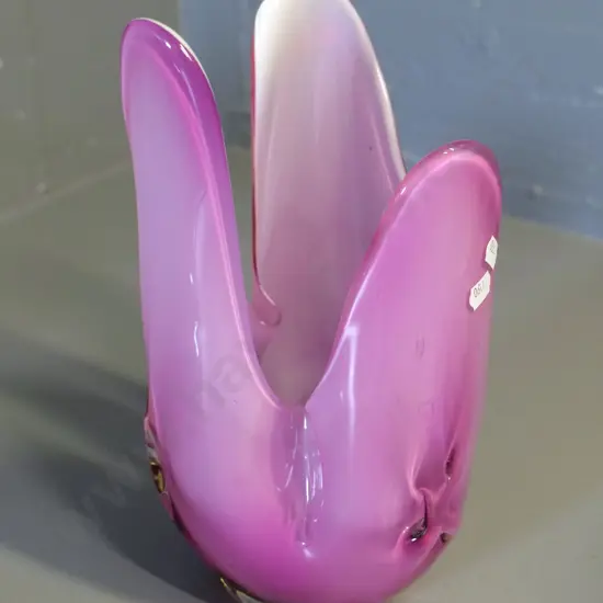 pink and clear art glass vase H-300