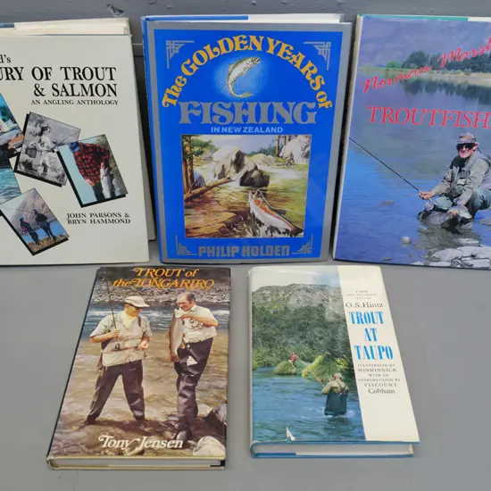 5 books on fishing in New Zealand: Trout & salmon, Taupo, Tongariro, etc.
