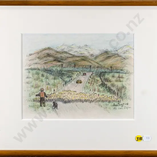 Anna Tang 2007 - framed ink and pencil "Mt Cook region" H-180 W-240
