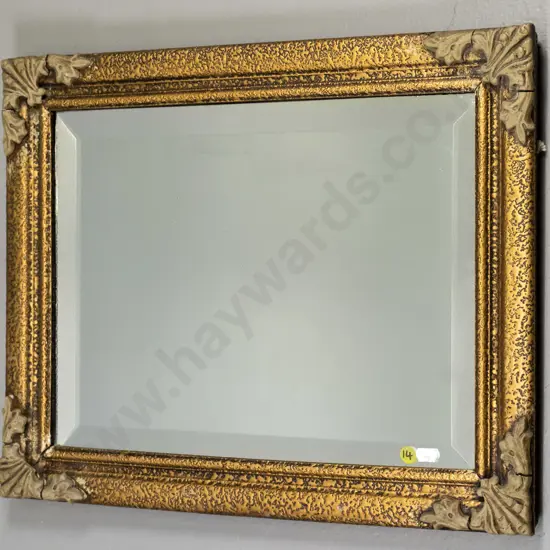 gilt framed bevelled edge wall mirror (some cracks to frame) H-300 W-400