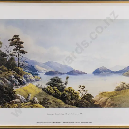 framed historic print - Entrance to Dunedin Bay c1876 H-260 W-460