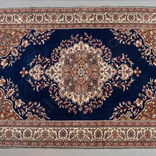 Persian style wool floor rug - green, red, brown and dark blue L-2810 W-1500