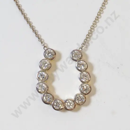 cz horseshoe necklace chain stamped 925