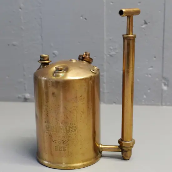 vintage Primus Sweden No. 655 brass blow lamp base - with pump handle H260 W-170