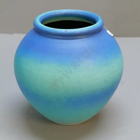 studio pottery - Danny Moorwood teal & blue low-glaze vase H-170 Diameter 200