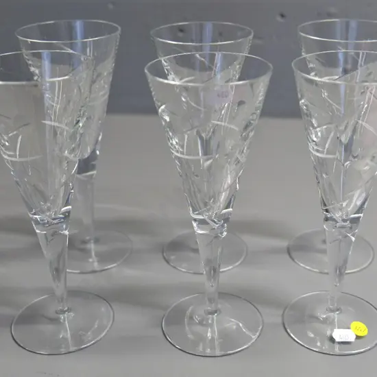 6 heavy Waterford cut crystal stemmed glasses H-210