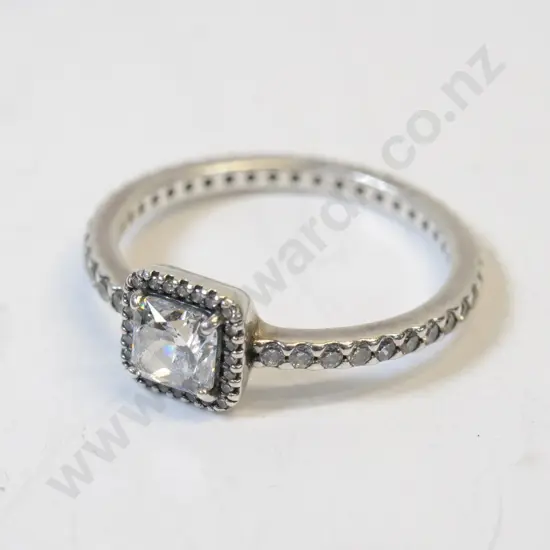 silver cz dress ring